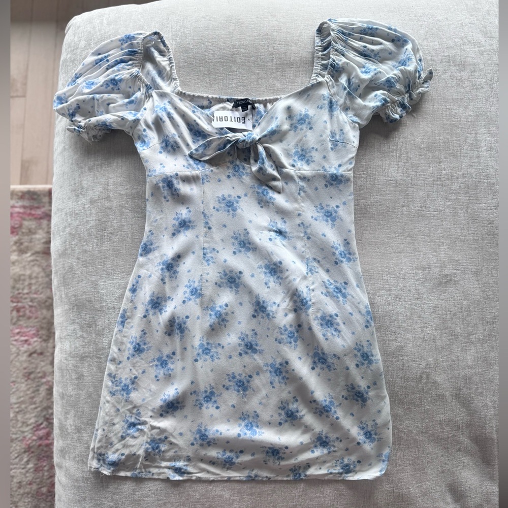 Cotton Candy Blue Floral Mini Dress